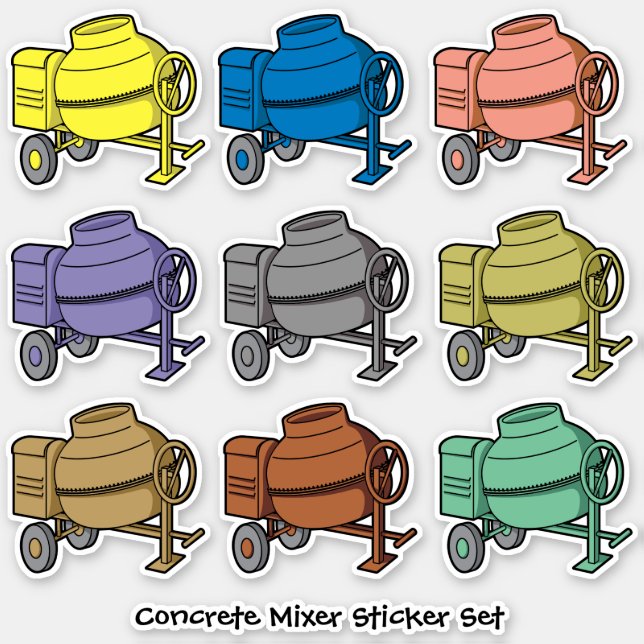 Concrete Mixer Contour Sticker Set (Front)
