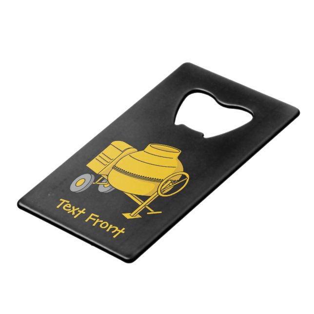 Concrete Mixer Credit Card Bottle Opener (Front Angled)