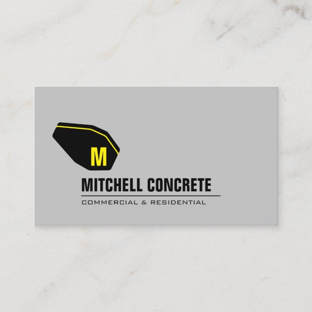 Concrete Mixer Monogram Yellow/Black Business Card (Front)