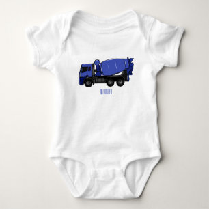 Concrete mixing transport truck cartoon baby bodysuit