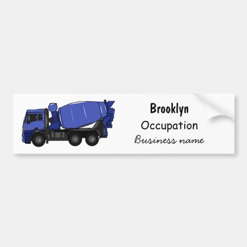 Concrete mixing transport truck cartoon bumper sticker