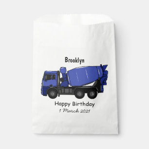 Concrete mixing transport truck cartoon favor bag
