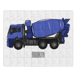 Concrete mixing transport truck cartoon jigsaw puzzle