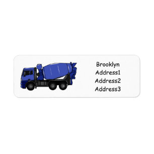 Concrete mixing transport truck cartoon label