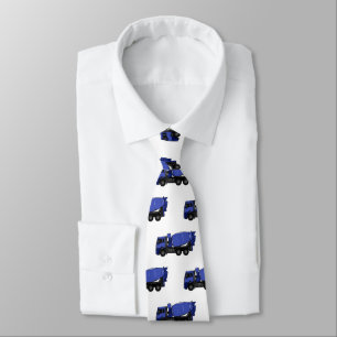Concrete mixing transport truck cartoon neck tie