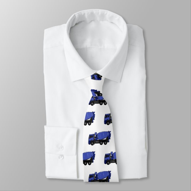 Concrete mixing transport truck cartoon neck tie (Tied)