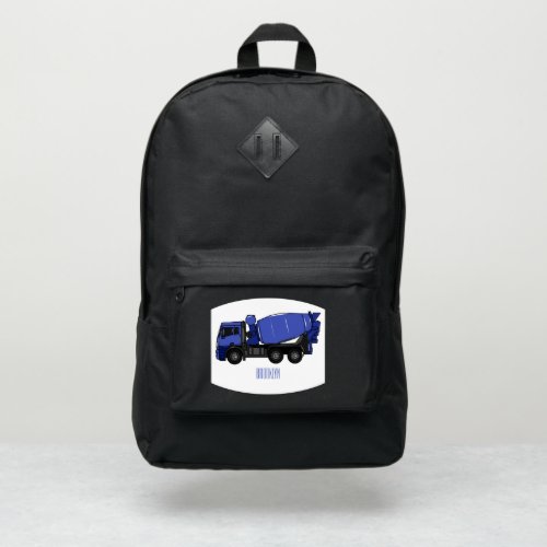 Concrete mixing transport truck cartoon port authority backpack