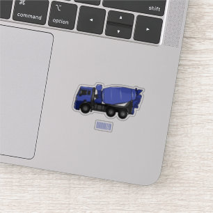 Concrete mixing transport truck cartoon sticker