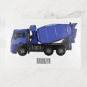 Concrete mixing transport truck cartoon trinket tray