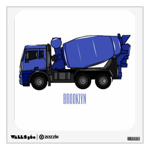 Concrete mixing transport truck cartoon wall decal