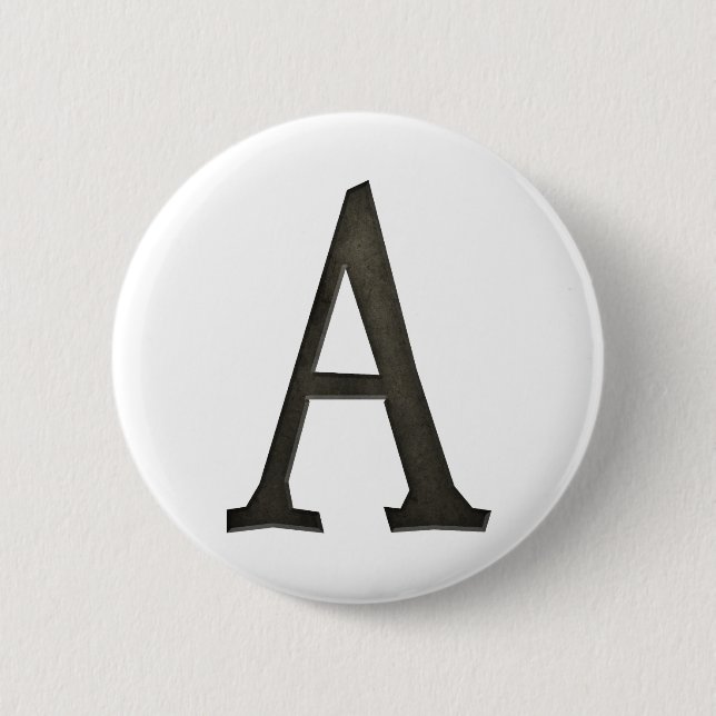 Concrete Monogram Letter A Button (Front)