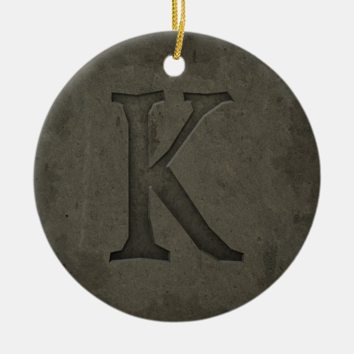 Concrete Monogram Letter K Christmas Tree Ornament