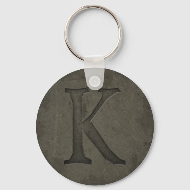 Concrete Monogram Letter K Keychain (Front)