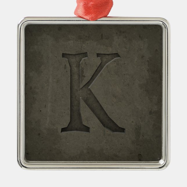 Concrete Monogram Letter K Metal Ornament (Front)