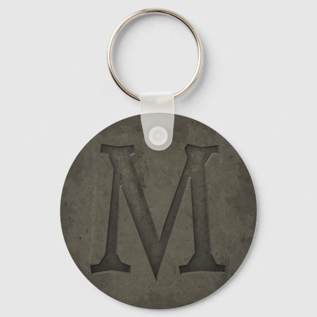 Concrete Monogram Letter M Keychain (Front)