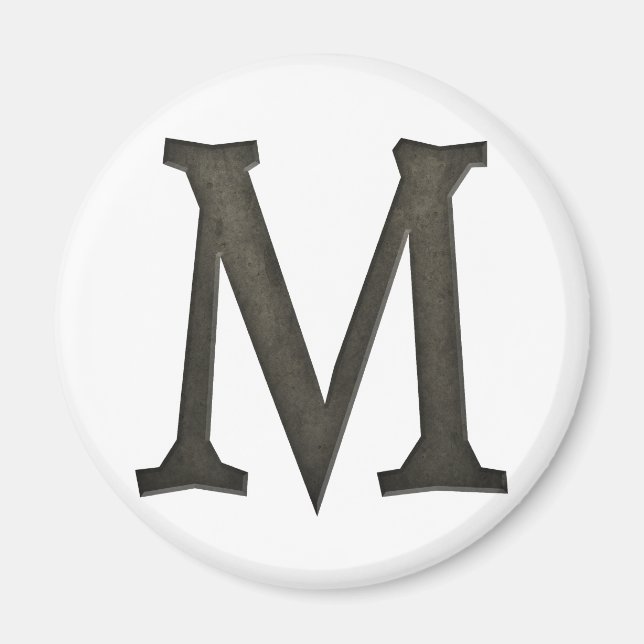 Concrete Monogram Letter M Magnet (Front)