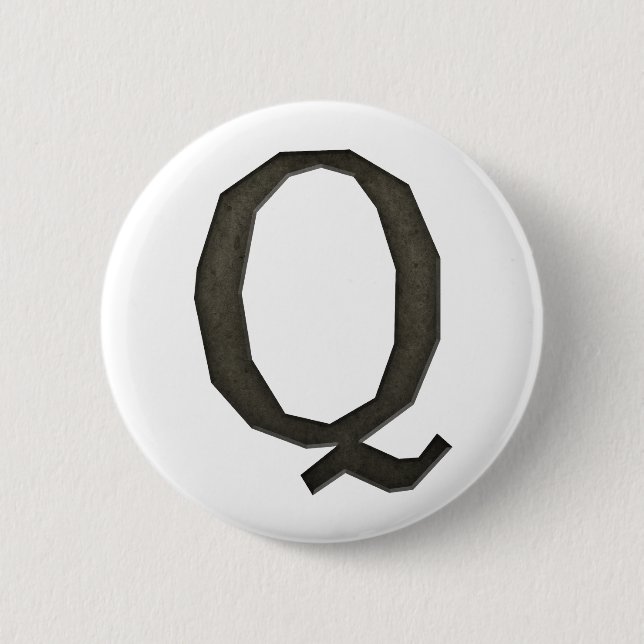 Concrete Monogram Letter Q Button (Front)