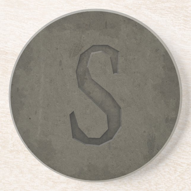 Concrete Monogram Letter S Sandstone Coaster (Front)
