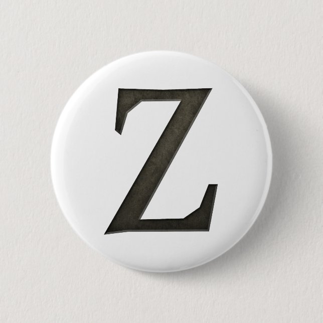 Concrete Monogram Letter Z Pinback Button (Front)