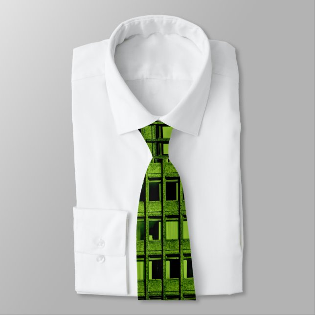Concrete Office Block - Deep Green Neck Tie (Tied)