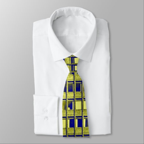Concrete Office Block _ Yellow and Blue Neck Tie