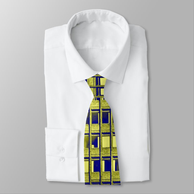 Concrete Office Block - Yellow and Blue Neck Tie (Tied)