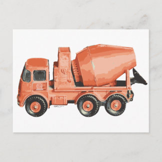 Concrete Orange Cement Toy Truck Postcard