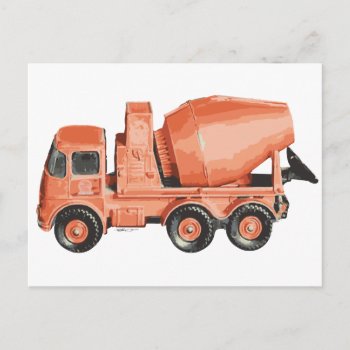 Concrete Orange Cement Toy Truck Postcard by fameland at Zazzle