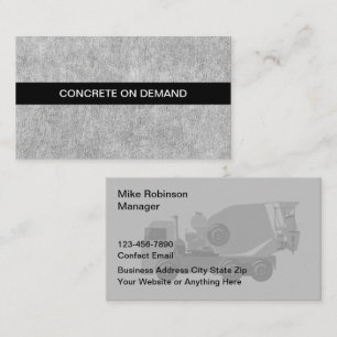Concrete Pouring And Mixing Business Cards