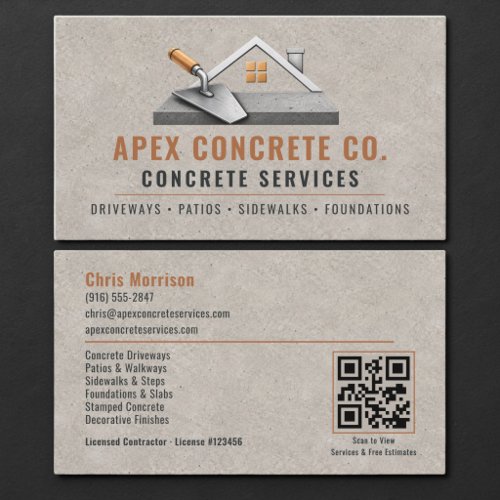 Concrete QR Code Professional Business Card