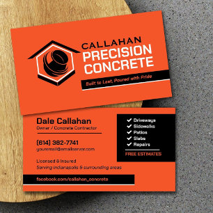 Concrete Services Contractor Business Card