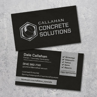 Concrete Services Contractor Industrial Business Card