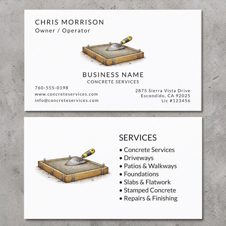 Concrete Services Professional Business Card