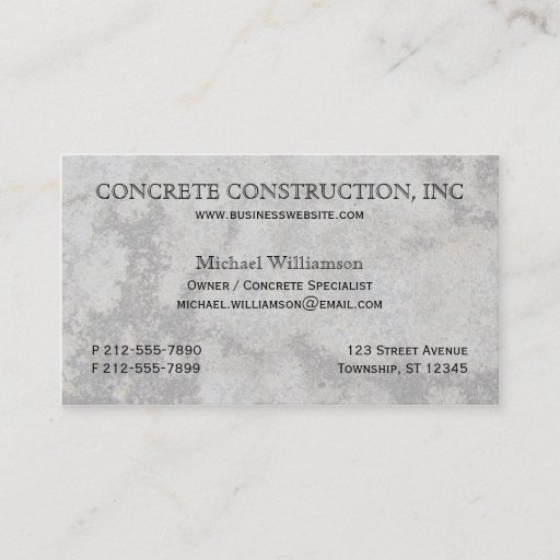 Customizable Concrete Specialist Business Cards