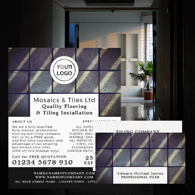 Concrete Tiles, Floorer, Tile Installer Advert Flyer | Zazzle
