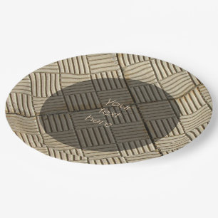 Concrete Tiles Mediterranean Pattern Custom Text Paper Plates