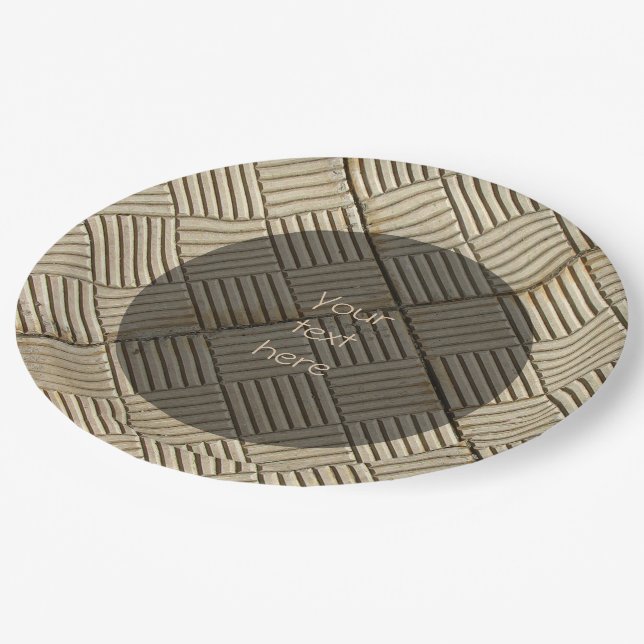 Concrete Tiles Mediterranean Pattern Custom Text Paper Plates (Angled)