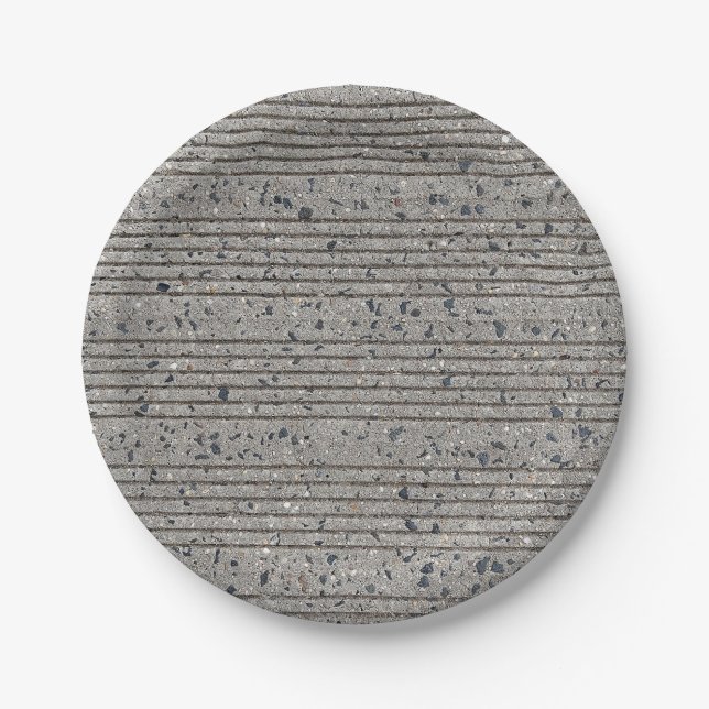Concrete Tining Gray Cement Sidewalk Paper Plates (Front)
