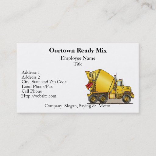 Customizable Concrete Truck Business Cards