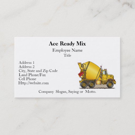 Customizable Concrete Truck Business Cards