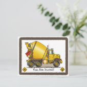 Concrete Truck Kids Party Invitation (Standing Front)