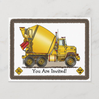 Concrete Truck Kids Party Invitation