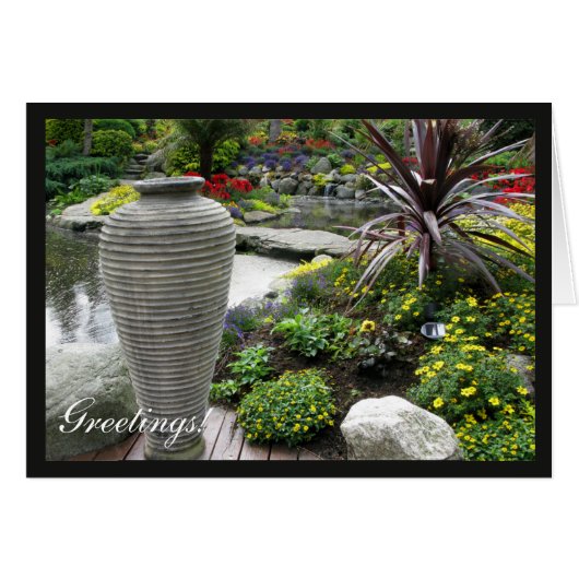 Concrete Urn in Garden with adjustable Frame Cards (Front Horizontal)