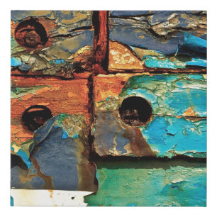 Concrete wall with abstract painting faux canvas print