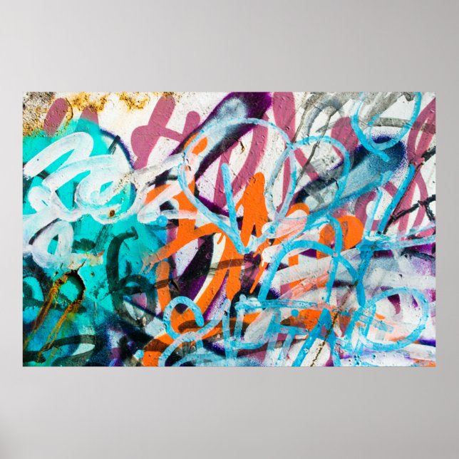 Concrete, weathered, worn wall damaged paint. Grun Poster (Front)