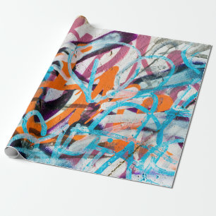 Concrete, weathered, worn wall damaged paint. Grun Wrapping Paper