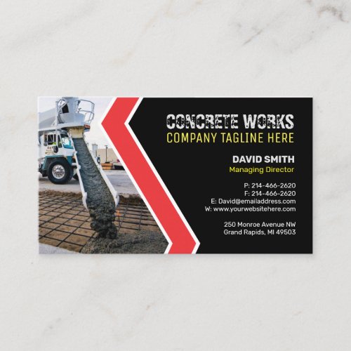 Concrete works Construction company Business card