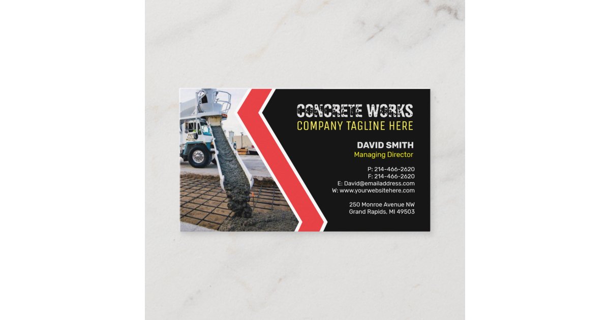 Concrete works, Construction company Business card Zazzle
