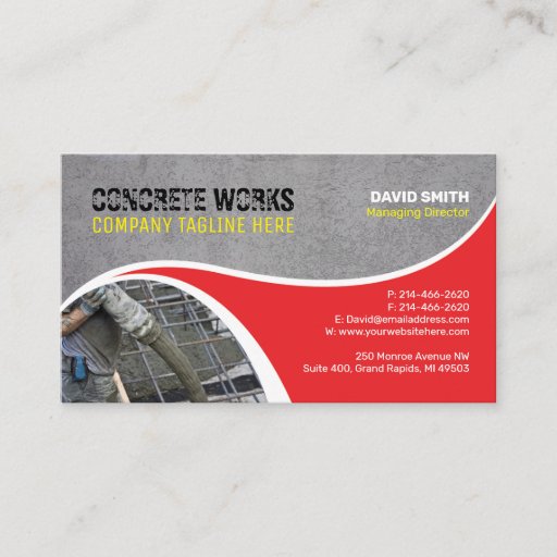 Customizable Concrete works, Construction company Business card
