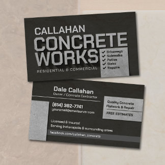 Concrete Works Contractor Industrial Business Card